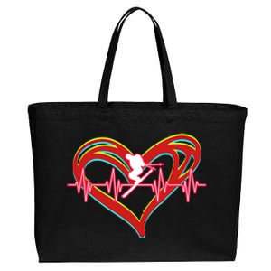 Snow Skiing Heartbeat Skiing Lover Adrenaline Junkie Gift Cotton Canvas Jumbo Tote