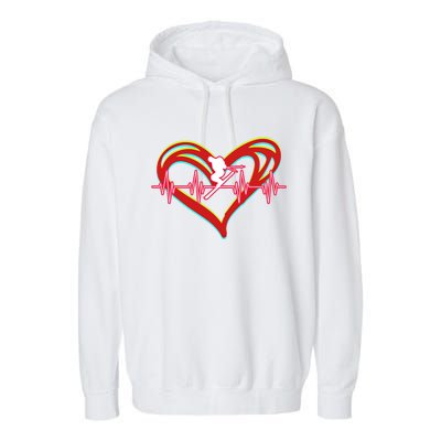 Snow Skiing Heartbeat Skiing Lover Adrenaline Junkie Gift Garment-Dyed Fleece Hoodie