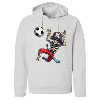 Soccer Skeleton Halloween Soccer Goalkeeper Pirate Halloween Performance Fleece Hoodie