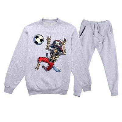 Soccer Skeleton Halloween Soccer Goalkeeper Pirate Halloween Premium Crewneck Sweatsuit Set