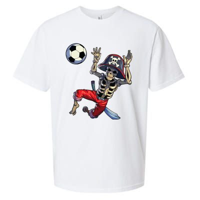 Soccer Skeleton Halloween Soccer Goalkeeper Pirate Halloween Sueded Cloud Jersey T-Shirt