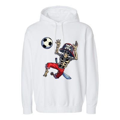 Soccer Skeleton Halloween Soccer Goalkeeper Pirate Halloween Garment-Dyed Fleece Hoodie