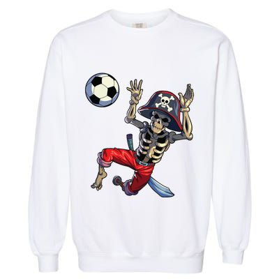Soccer Skeleton Halloween Soccer Goalkeeper Pirate Halloween Garment-Dyed Sweatshirt