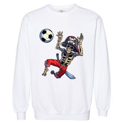 Soccer Skeleton Halloween Soccer Goalkeeper Pirate Halloween Garment-Dyed Sweatshirt