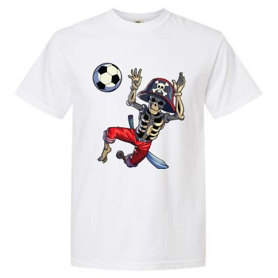 Soccer Skeleton Halloween Soccer Goalkeeper Pirate Halloween Garment-Dyed Heavyweight T-Shirt