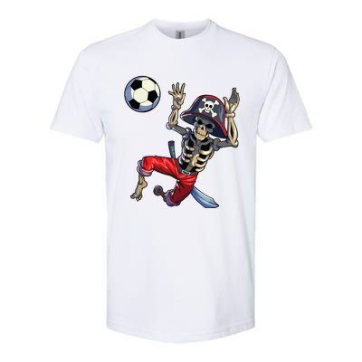 Soccer Skeleton Halloween Soccer Goalkeeper Pirate Halloween Softstyle CVC T-Shirt