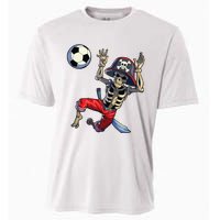 Soccer Skeleton Halloween Soccer Goalkeeper Pirate Halloween Cooling Performance Crew T-Shirt