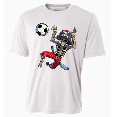 Soccer Skeleton Halloween Soccer Goalkeeper Pirate Halloween Cooling Performance Crew T-Shirt