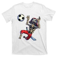 Soccer Skeleton Halloween Soccer Goalkeeper Pirate Halloween T-Shirt