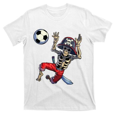 Soccer Skeleton Halloween Soccer Goalkeeper Pirate Halloween T-Shirt