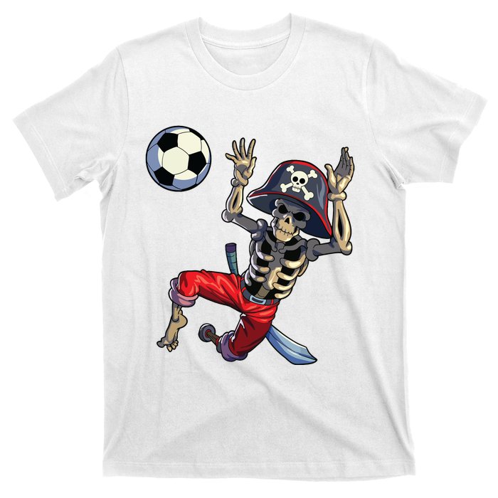 Soccer Skeleton Halloween Soccer Goalkeeper Pirate Halloween T-Shirt