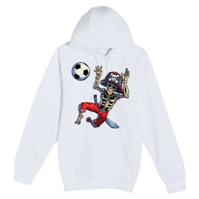 Soccer Skeleton Halloween Soccer Goalkeeper Pirate Halloween Premium Pullover Hoodie