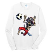 Soccer Skeleton Halloween Soccer Goalkeeper Pirate Halloween Tall Long Sleeve T-Shirt