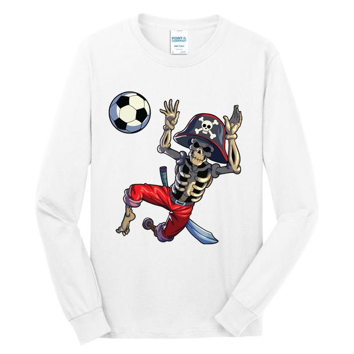 Soccer Skeleton Halloween Soccer Goalkeeper Pirate Halloween Tall Long Sleeve T-Shirt