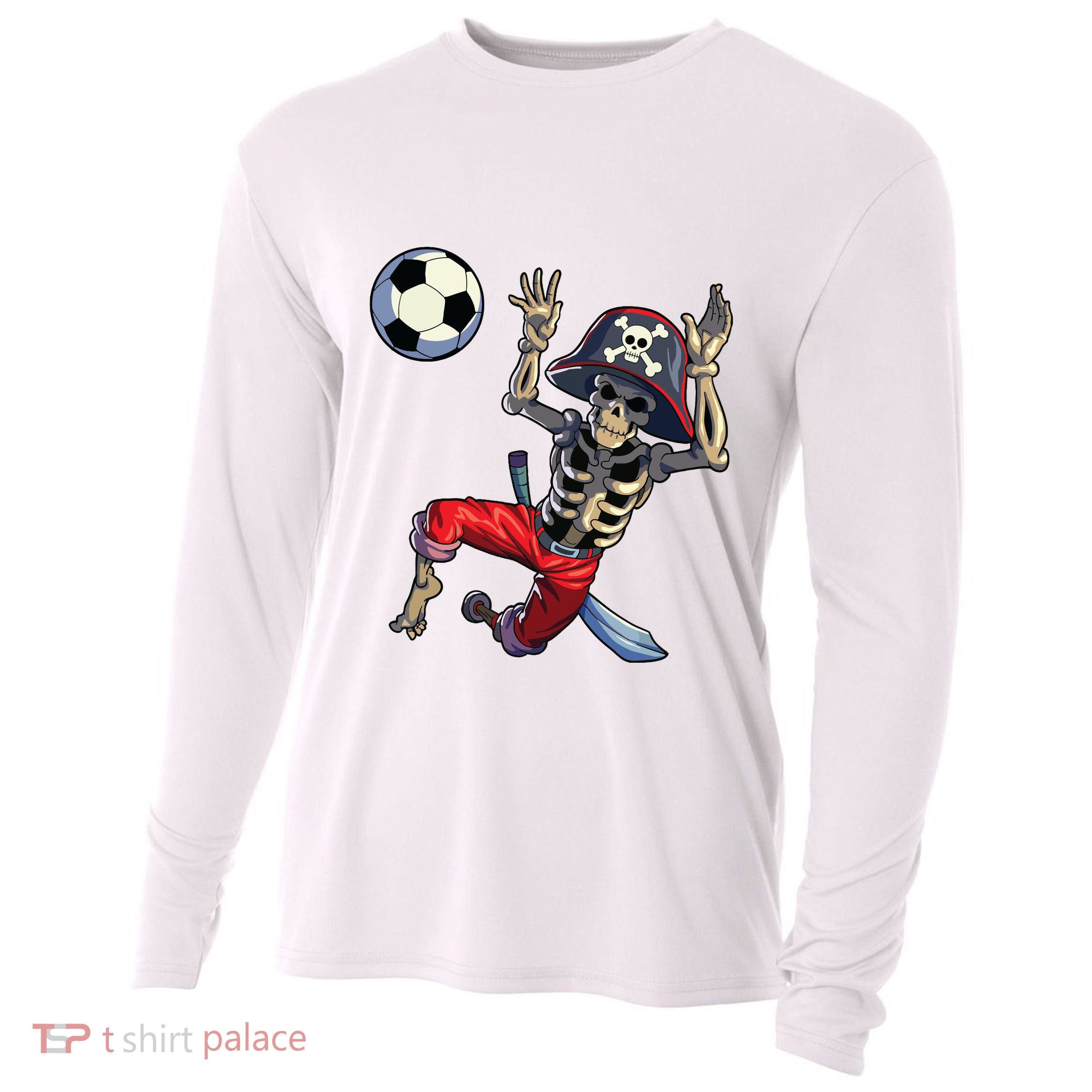 Soccer Skeleton Halloween Soccer Goalkeeper Pirate Halloween Cooling Performance Long Sleeve Crew