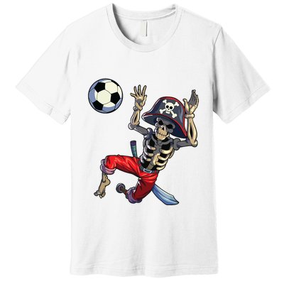 Soccer Skeleton Halloween Soccer Goalkeeper Pirate Halloween Premium T-Shirt