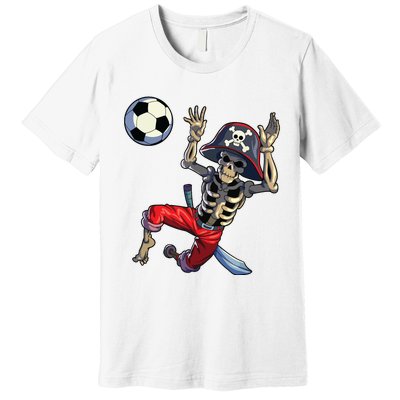 Soccer Skeleton Halloween Soccer Goalkeeper Pirate Halloween Premium T-Shirt