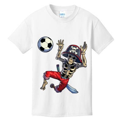 Soccer Skeleton Halloween Soccer Goalkeeper Pirate Halloween Kids T-Shirt