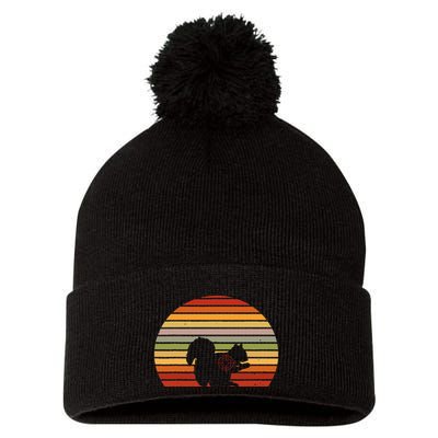 Scope Squirrel Hunter Vintage Retro Target Squirrel Hunting Pom Pom 12in Knit Beanie