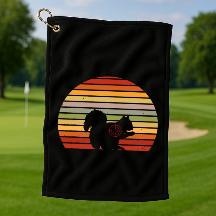 Scope Squirrel Hunter Vintage Retro Target Squirrel Hunting Golf Towel