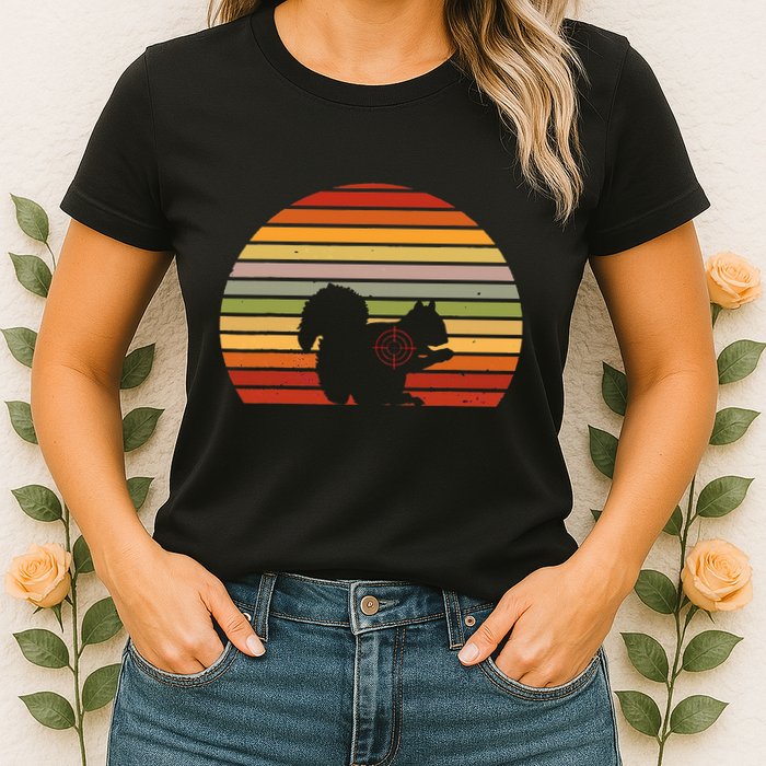 Scope Squirrel Hunter Vintage Retro Target Squirrel Hunting Womens T-Shirt