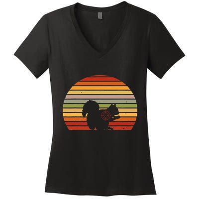 Scope Squirrel Hunter Vintage Retro Target Squirrel Hunting Women's V-Neck T-Shirt