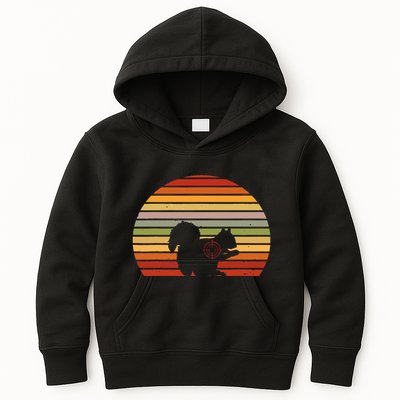 Scope Squirrel Hunter Vintage Retro Target Squirrel Hunting Kids Hoodie