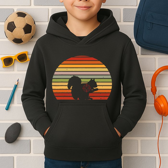 Scope Squirrel Hunter Vintage Retro Target Squirrel Hunting Kids Hoodie