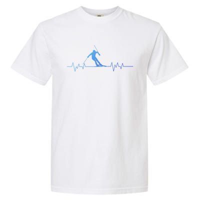 Skiing Ski Heartbeat For Skiers Great Gift Garment-Dyed Heavyweight T-Shirt