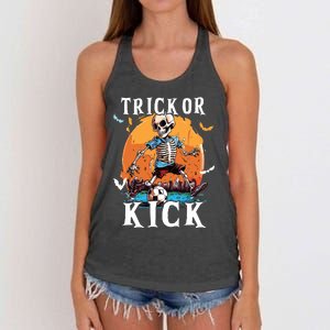 Soccer Skeleton Halloween Soccer Player Halloween Women's Knotted Racerback Tank