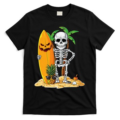 Skeleton Surfing Halloween Hawaii Hawaiian Surfer T-Shirt