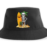 Skeleton Surfing Halloween Hawaii Hawaiian Surfer Sustainable Bucket Hat