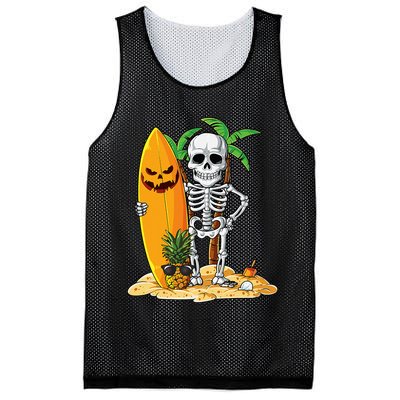 Skeleton Surfing Halloween Hawaii Hawaiian Surfer Mesh Reversible Basketball Jersey Tank