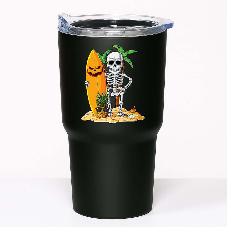 Skeleton Surfing Halloween Hawaii Hawaiian Surfer Tumbler