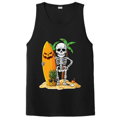 Skeleton Surfing Halloween Hawaii Hawaiian Surfer PosiCharge Competitor Tank
