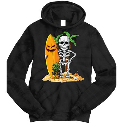 Skeleton Surfing Halloween Hawaii Hawaiian Surfer Tie Dye Hoodie