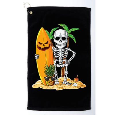 Skeleton Surfing Halloween Hawaii Hawaiian Surfer Golf Towel