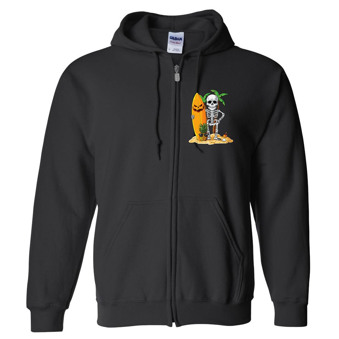 Skeleton Surfing Halloween Hawaii Hawaiian Surfer Full Zip Hoodie