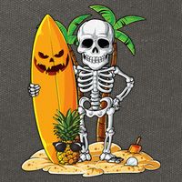 Skeleton Surfing Halloween Hawaii Hawaiian Surfer Cotton Canvas Backpack