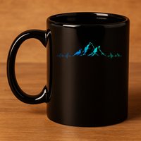 Ski Skis Heartbeat Mountains Retro Skiing Ecg Gift 11oz C Handle Ceramic Mug