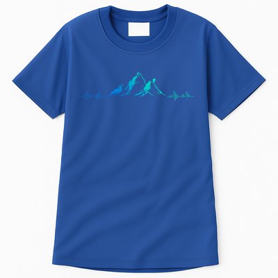 Ski Skis Heartbeat Mountains Retro Skiing Ecg Gift Tall T-Shirt