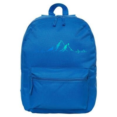 Ski Skis Heartbeat Mountains Retro Skiing Ecg Gift 16 in Basic Backpack