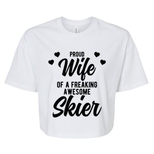 Snow Skiing Husband Phrase Design For Skier Wife Gift Bella+Canvas Jersey Crop Tee