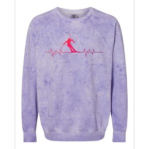 Skiing Ski Heartbeat For Skiers Great Gift Colorblast Crewneck Sweatshirt