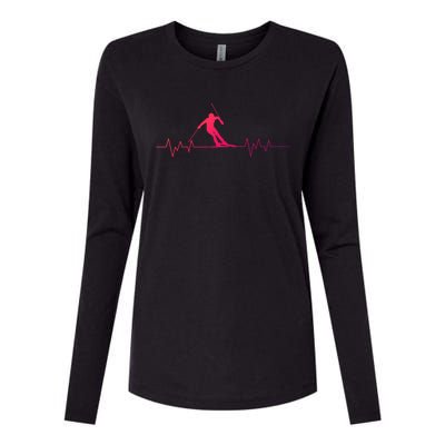 Skiing Ski Heartbeat For Skiers Great Gift Womens Cotton Relaxed Long Sleeve T-Shirt