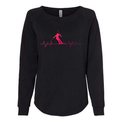 Skiing Ski Heartbeat For Skiers Great Gift Womens California Wash Sweatshirt