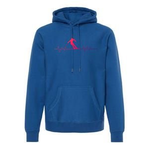 Skiing Ski Heartbeat For Skiers Great Gift Premium Hoodie