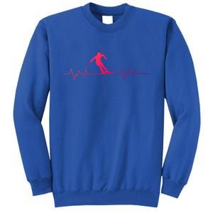 Skiing Ski Heartbeat For Skiers Great Gift Tall Sweatshirt