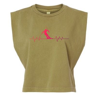 Skiing Ski Heartbeat For Skiers Great Gift Garment-Dyed Women's Muscle Tee