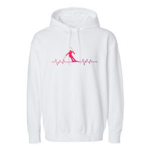 Skiing Ski Heartbeat For Skiers Great Gift Garment-Dyed Fleece Hoodie